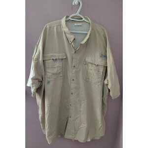 Columbia PFG Mens Shirt 4XT Tan Solid Short Sleeve Bahama